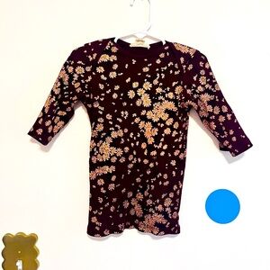 Misha floral ribbed 3/4 tee